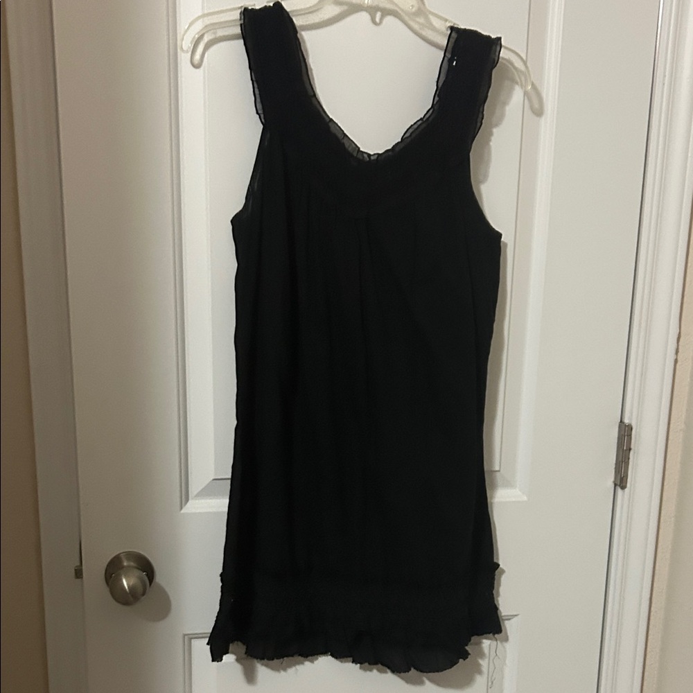 Passport Black Sleeveless Ruffle-Trim Dress